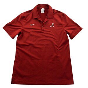Nike Dri Fit Alabama Crimson Tide Polo Shirt Men Red Casual Short Sleeve Classic